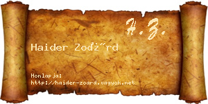 Haider Zoárd névjegykártya